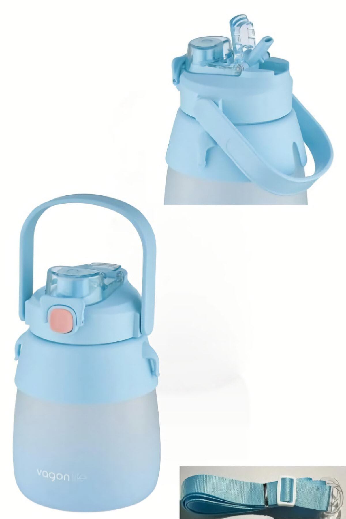 1000ml Pipetli/pipetsiz Çift Kullanım Suluk Matara (SPOR OKUL DOĞA) Vgn6640-mavi