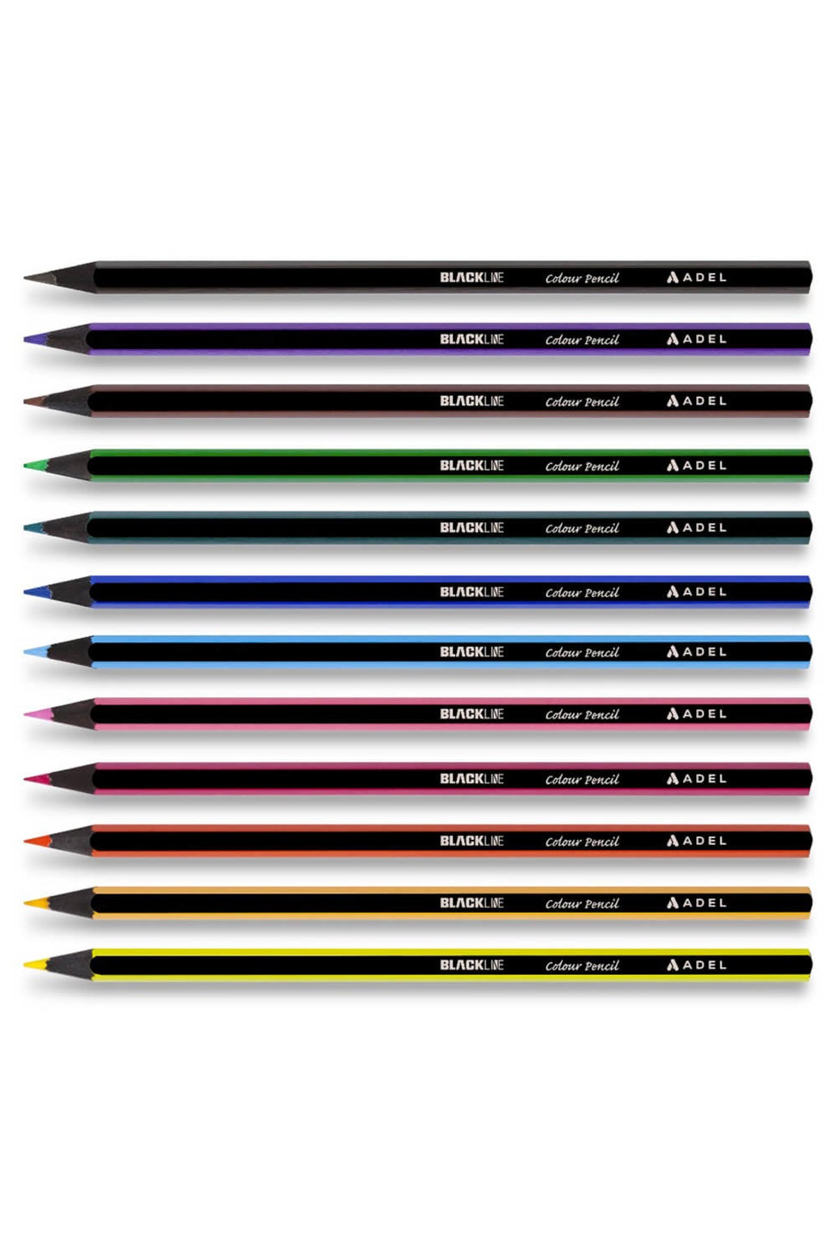 BLACK LINE LATA METAL TÜP KURU BOYA KALEMİ TAM BOY 12 RENK 2112312013