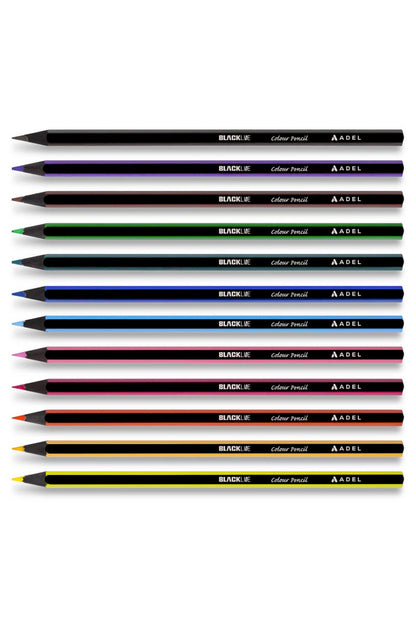 BLACK LINE LATA METAL TÜP KURU BOYA KALEMİ TAM BOY 12 RENK 2112312013