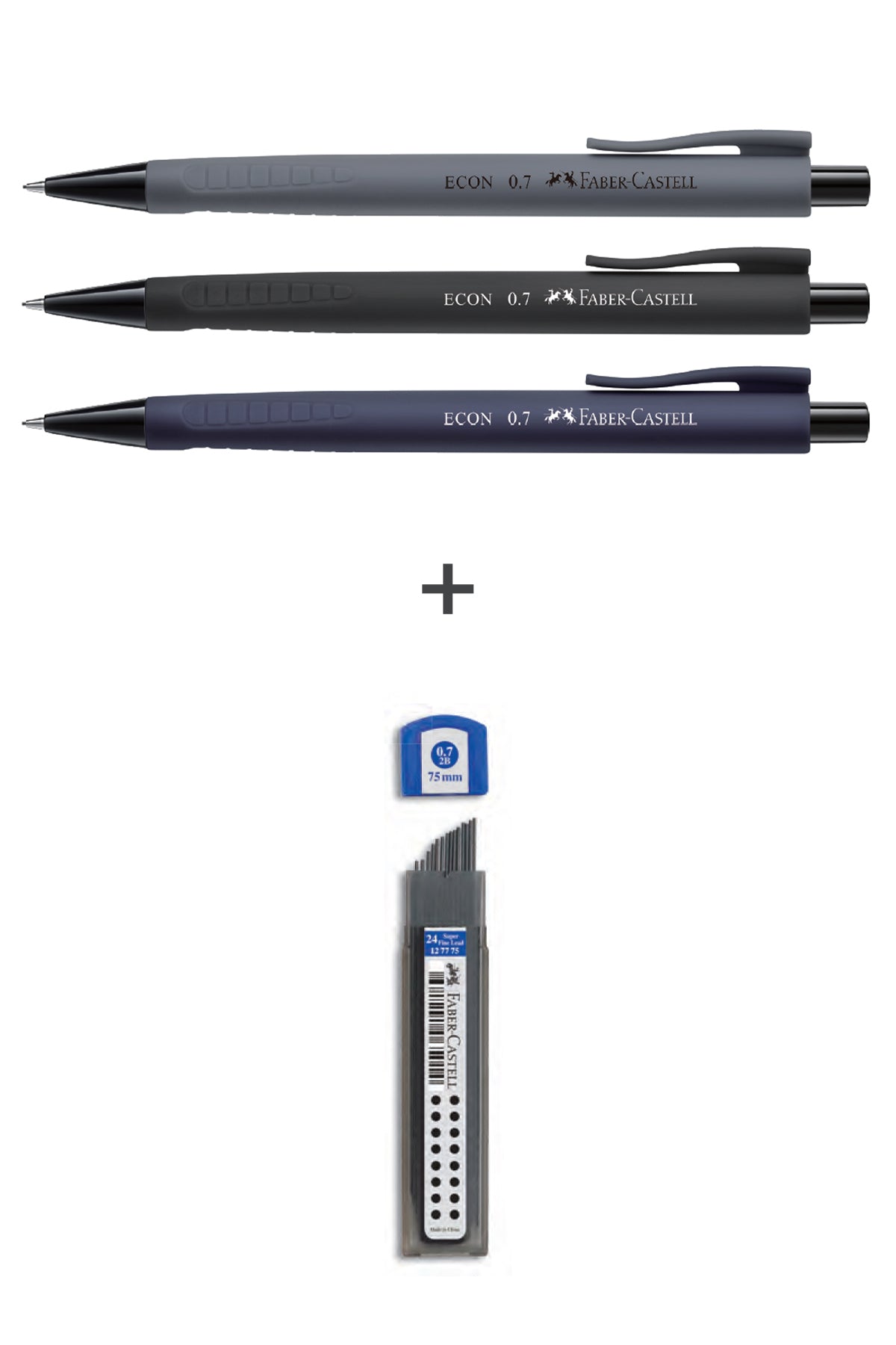 3'lü Econ Versatil, Urban 0.7 mm,Super Fine Min 2B 0.7 mm, 4'lü Yazım Seti