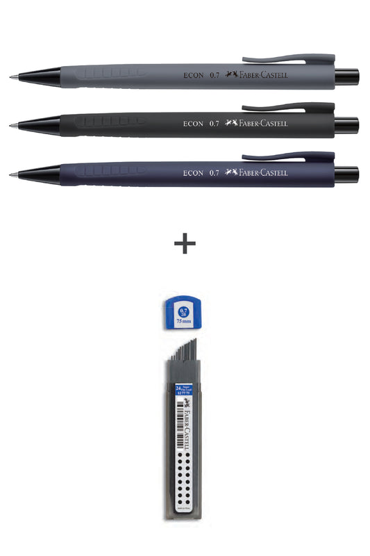 3'lü Econ Versatil, Urban 0.7 mm,Super Fine Min 2B 0.7 mm, 4'lü Yazım Seti