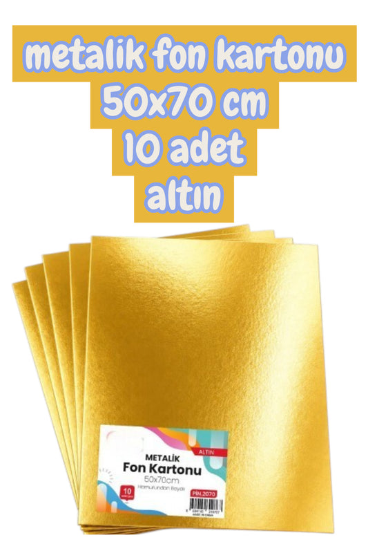 altın metalik fon kartonu 50x70 cm 10 adet