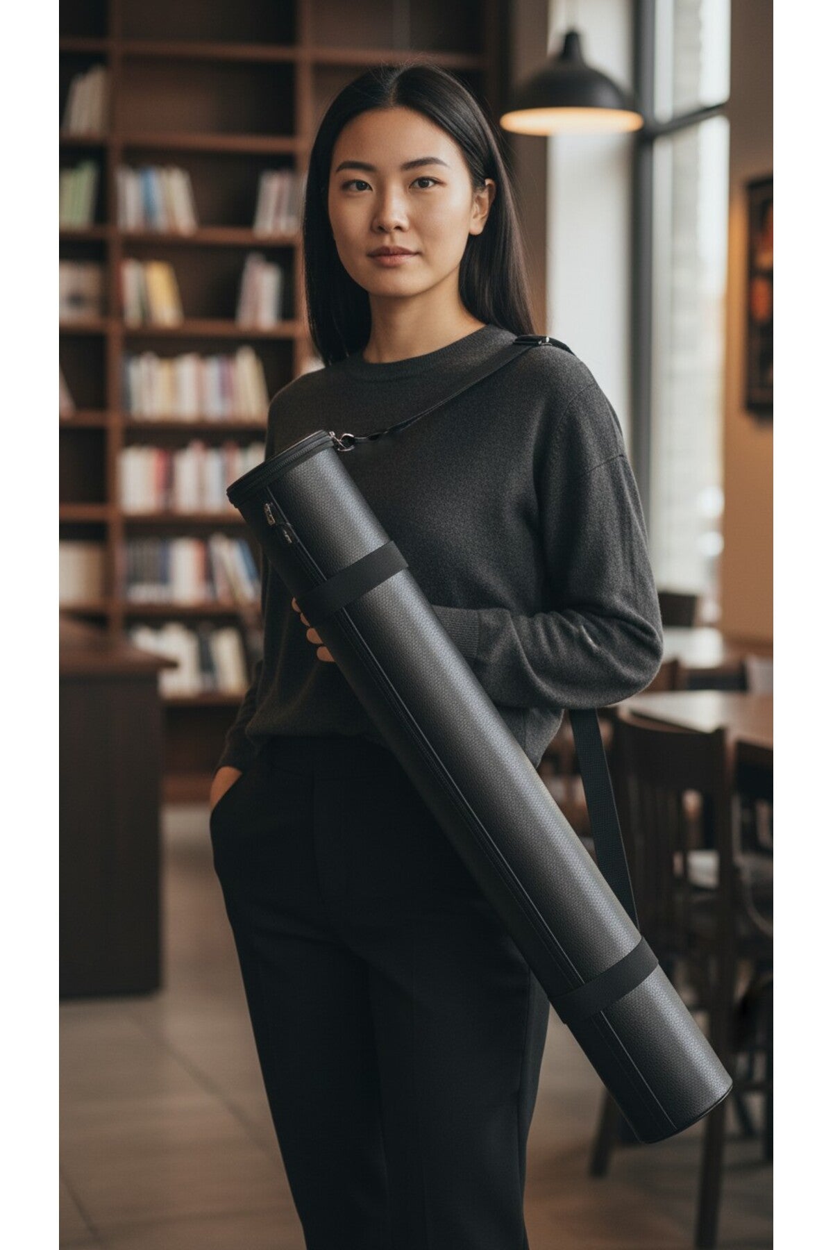 PROJE TÜPÜ BAZUKA 10.5 CM ÇAP 76 CM BOY SİLİNEBİLİR SUNİ DERİ T CETVELİ TAKMA LASTİKLİ BBACK