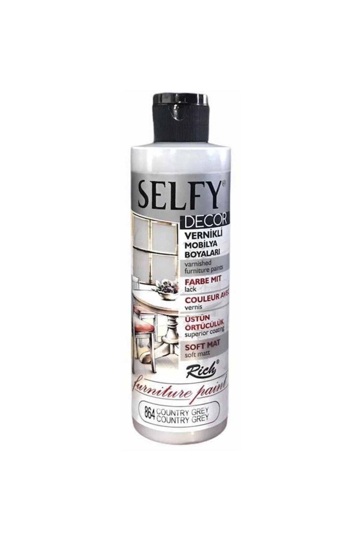 Selfy Decor Kendinden Vernikli Mobilya Boyası 240 Cc Country Grey 864