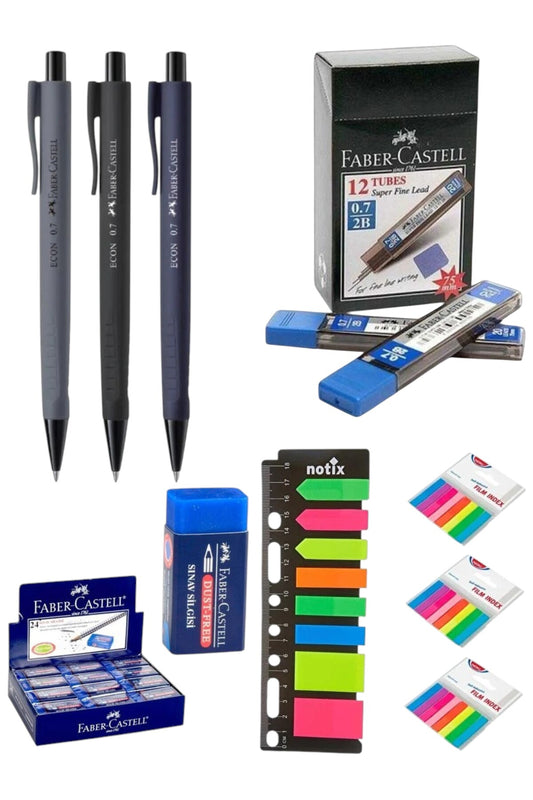 0.7 econ urban kalem 3 adet 12 tüp 75 mm kalem ucu 24 adet sınav silgisi orta boy 4 paket post it