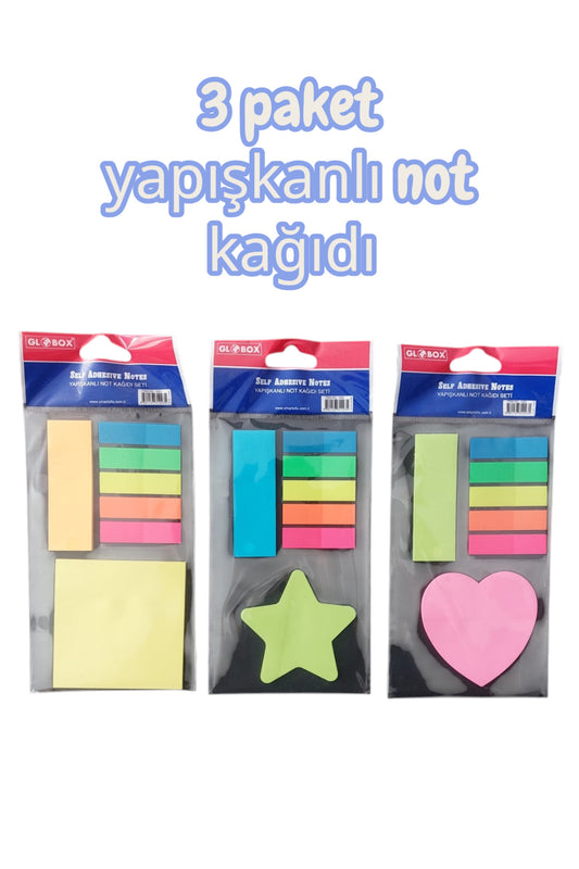 3 paket yapışkanlı not kağıdı