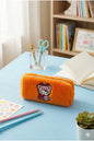 Peluş Kalem Kutusu Kalemlik Kalem Çantası 6x10x19 cm orta boy turuncu bebek