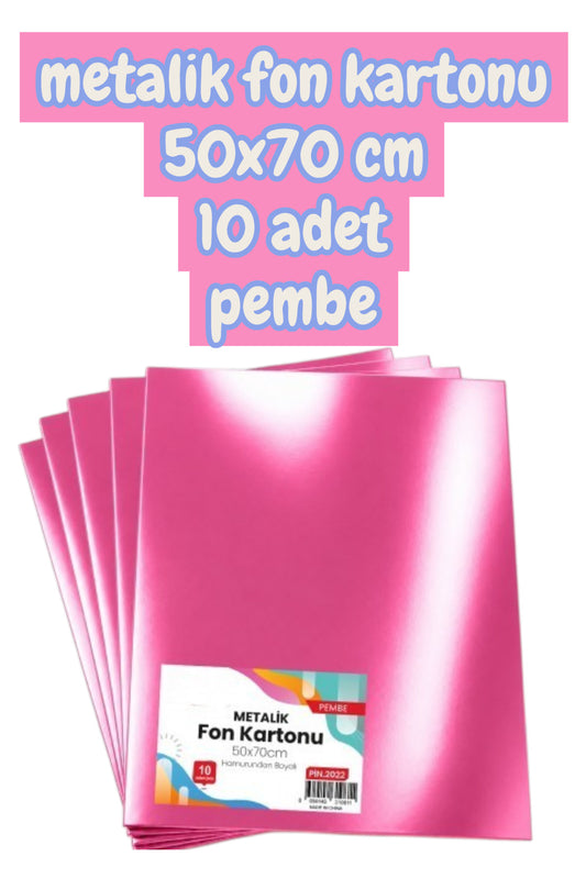 pembe metalik fon kartonu 50x70 cm 10 adet