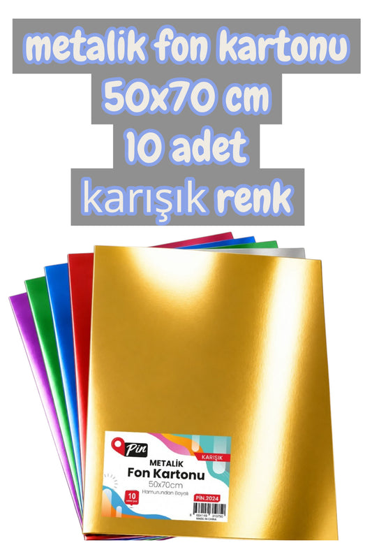 karışık renk metalik fon kartonu 50x70 cm 10 adet