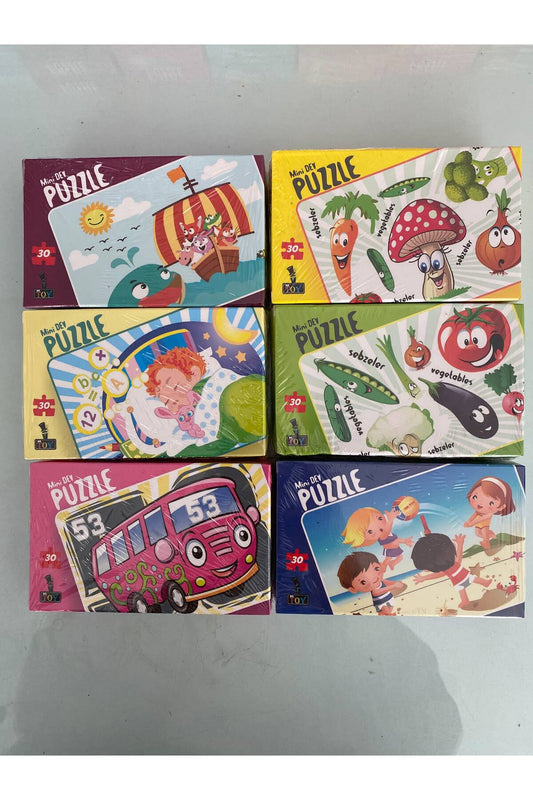 30 parça karton puzzle mini boy 6'lı set 3