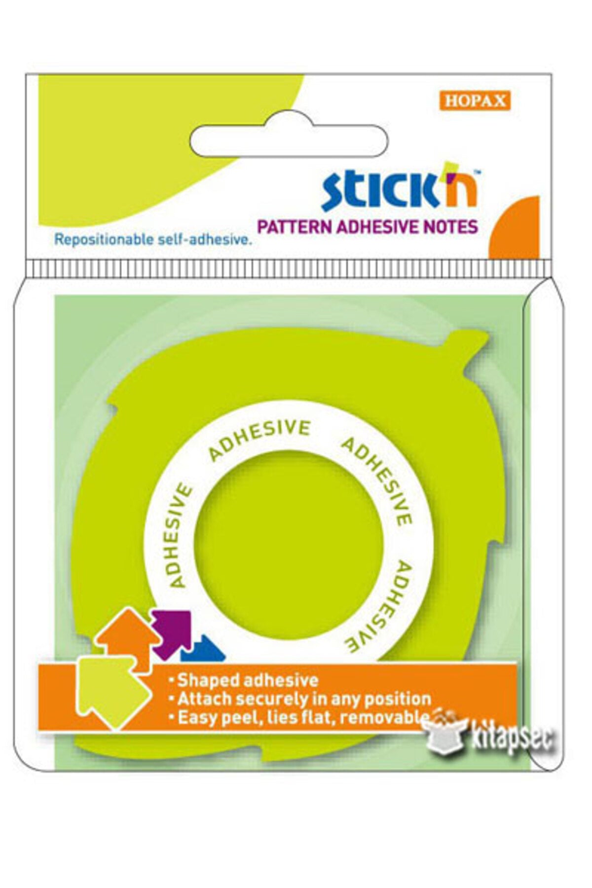 Stickn Patern Adhesive Notes Ortadan Yapışkanlı Not Kağıdı - Yeşil Yaprak / 21543