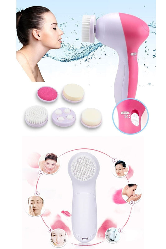 5 In 1 Pilli Yüz Cilt Temizleme Cihazı ,siyah Nokta Masaj Ve Peeling Fırça Seti