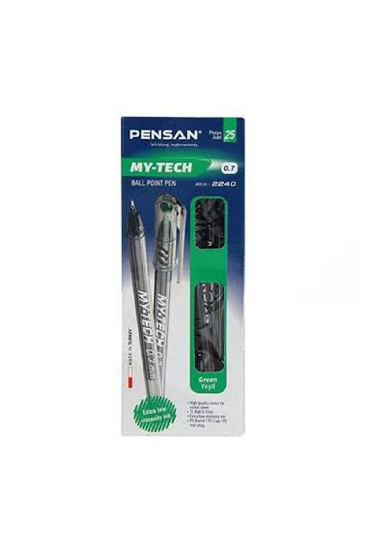 My-tech Iğne Uçlu Tükenmez Kalem 0,7mm Yeşil 25'li Kutu