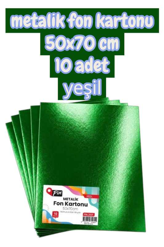 yeşil metalik fon kartonu 50x70 cm 10 adet