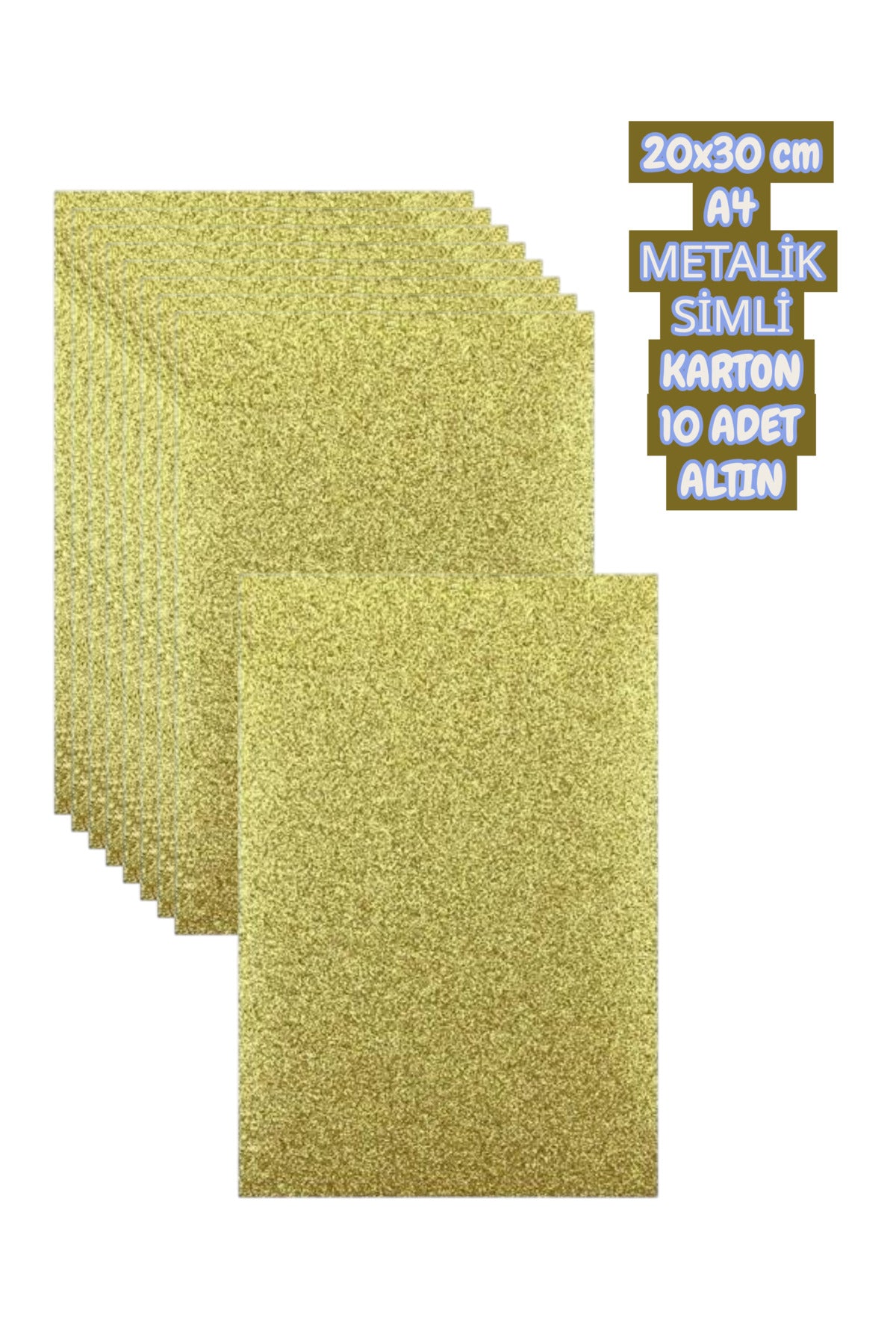 20x30 cm A4 METALİK SİMLİ KARTON 10 ADET ALTIN