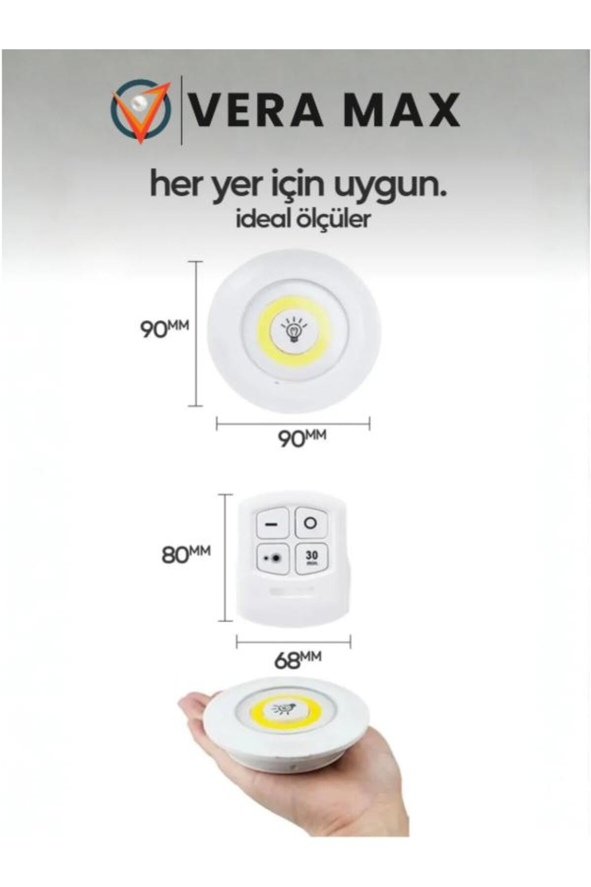 3 Lü Kumandalı Yapışkanlı Kablosuz Pilli Led Spot Lamba Işıldak seti