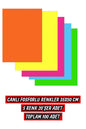 CANLI FOSFORLU RENKLER 35X50 CM 5 RENK 20'ŞER ADET TOPLAM 100 ADET 160 GR