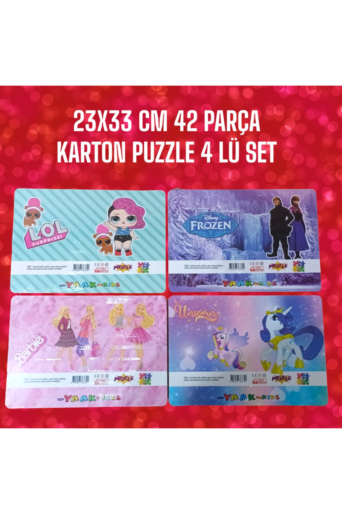 23X33 CM 42 PARÇA KARTON PUZZLE 4 LÜ SET KIZ MODELLERİ seti