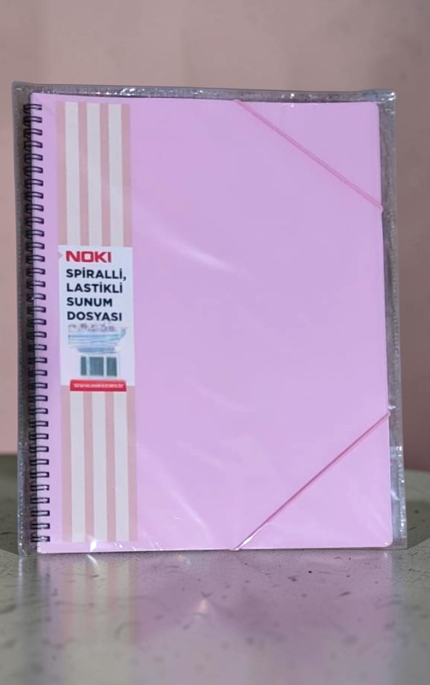 A4 boyut Spiralli lastikli sunum dosyası 40 yaprak PASTEL PEMBE telli sunum dosyası