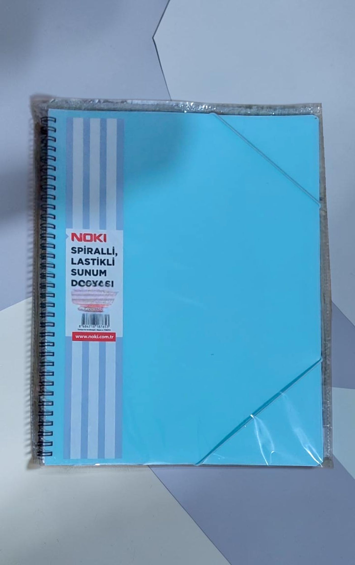 A4 boyut Spiralli lastikli sunum dosyası 20 yaprak PASTEL MAVİ telli sunum dosyası